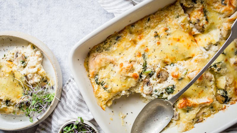 Kycklinggratäng med champinjoner