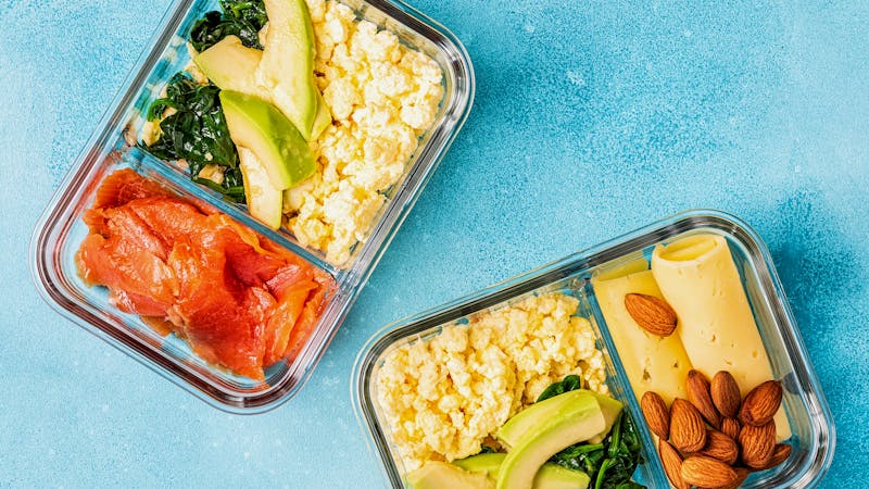 Healthy balanced lunch box, ketogenic diet lunch