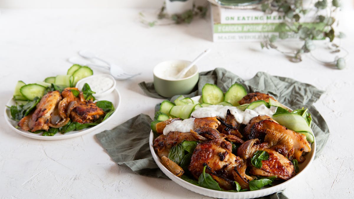 Kyckling med harissamarinad och limesås