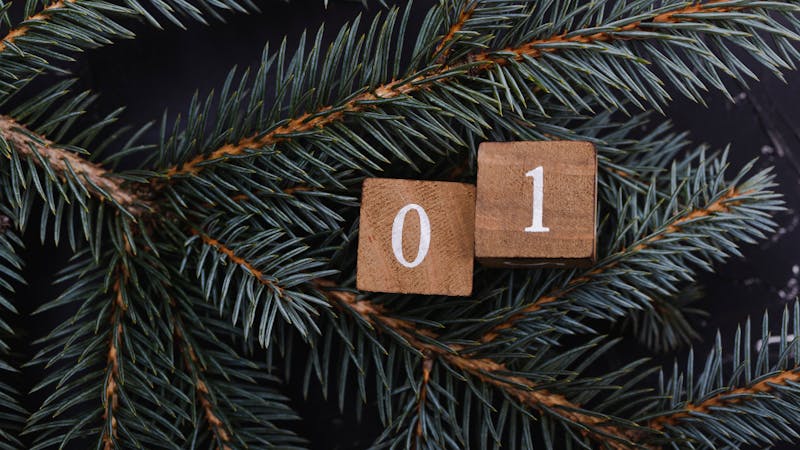 Wooden cubes with number. Blue spruce.