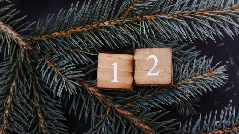 Wooden cubes with number. Blue spruce.