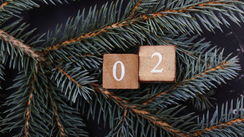 Wooden cubes with number. Blue spruce.