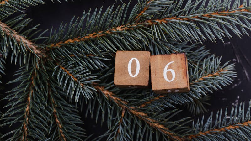Wooden cubes with number. Blue spruce.