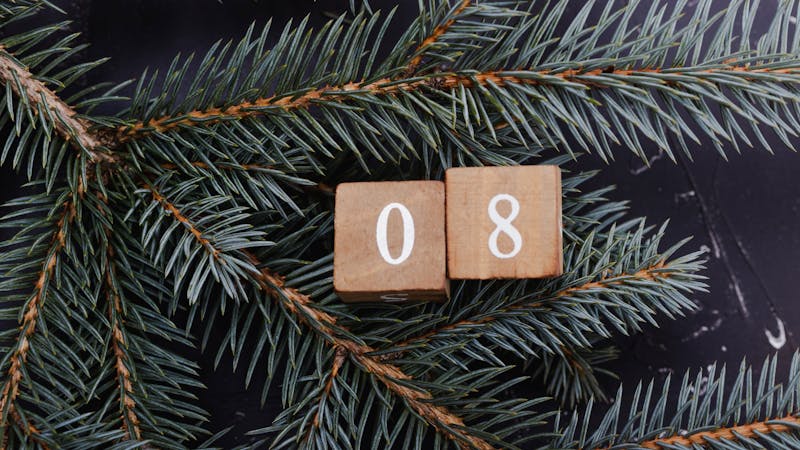 Wooden cubes with number. Blue spruce.