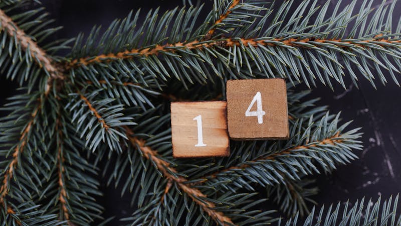 Wooden cubes with number. Blue spruce.
