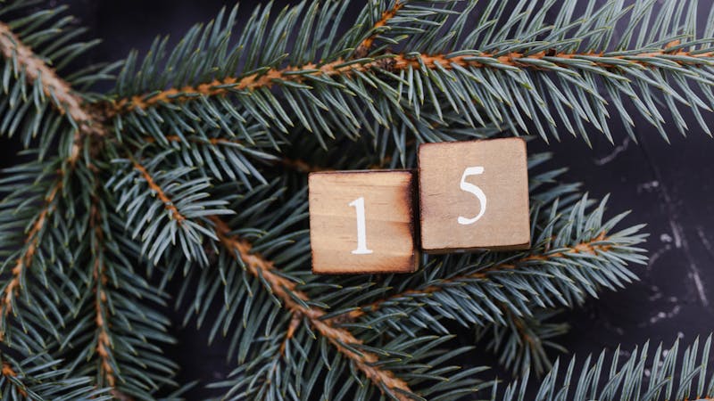 Wooden cubes with number. Blue spruce.