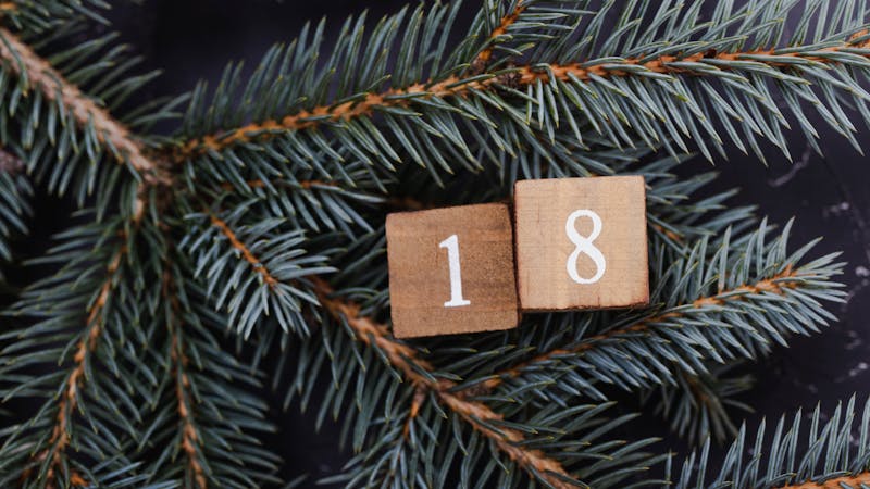 Wooden cubes with number. Blue spruce.