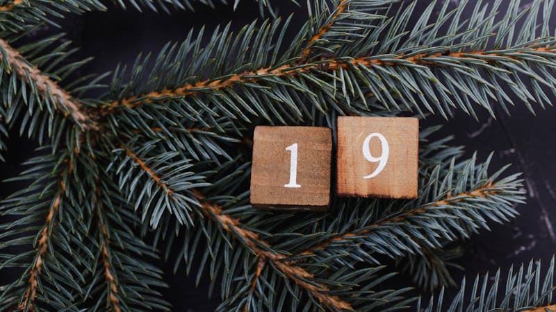 Wooden cubes with number. Blue spruce.