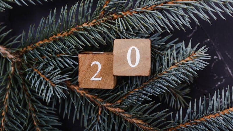 Wooden cubes with number. Blue spruce.