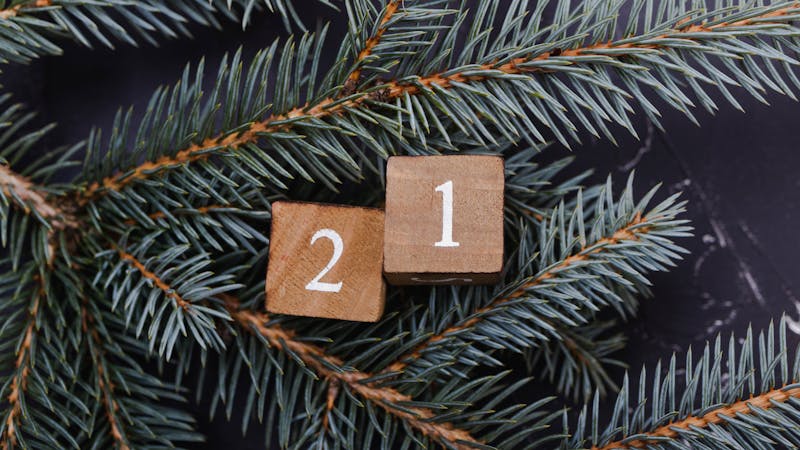 Wooden cubes with number. Blue spruce.