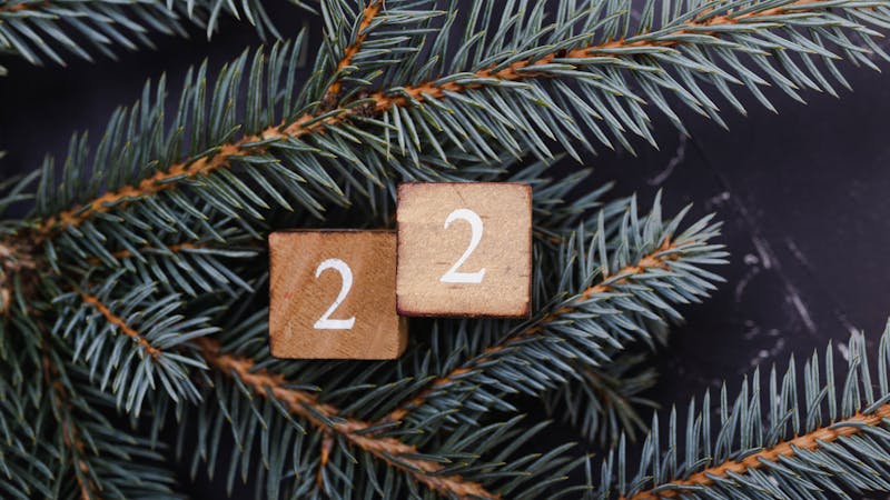 Wooden cubes with number. Blue spruce.