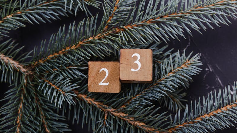 Wooden cubes with number. Blue spruce.