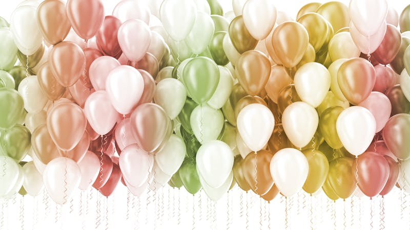 Multi color pastel color party balloons isolated on white