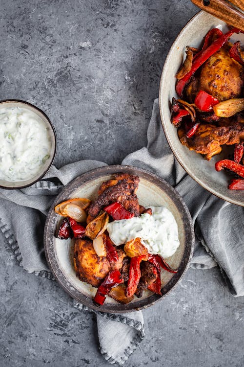 Marockansk kyckling med grönsaker och tzatziki