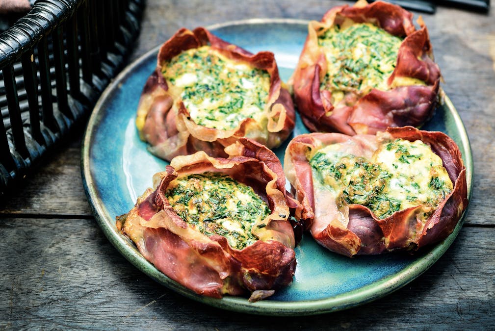 LCHF-minipajer med prosciutto