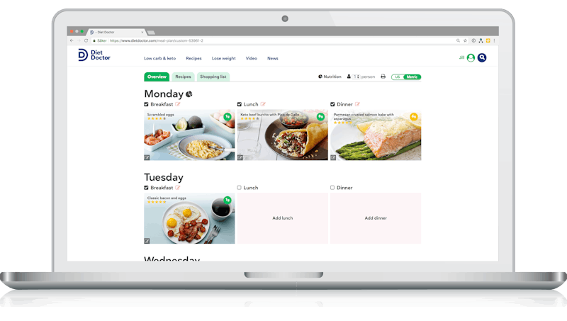 Meal planner for the keto diet