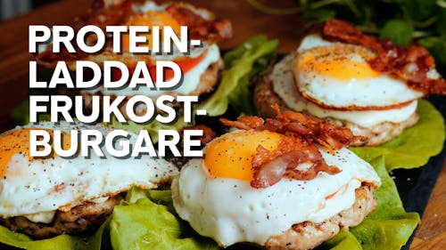 Proteinladdad frukostburgare