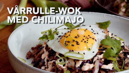 Vårrulle-wok med chilimajo
