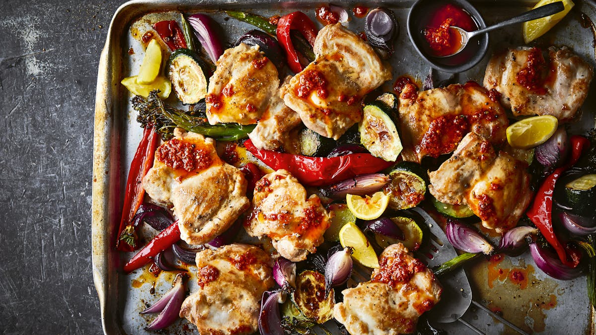 LCHF-plåt med kyckling och chilisås