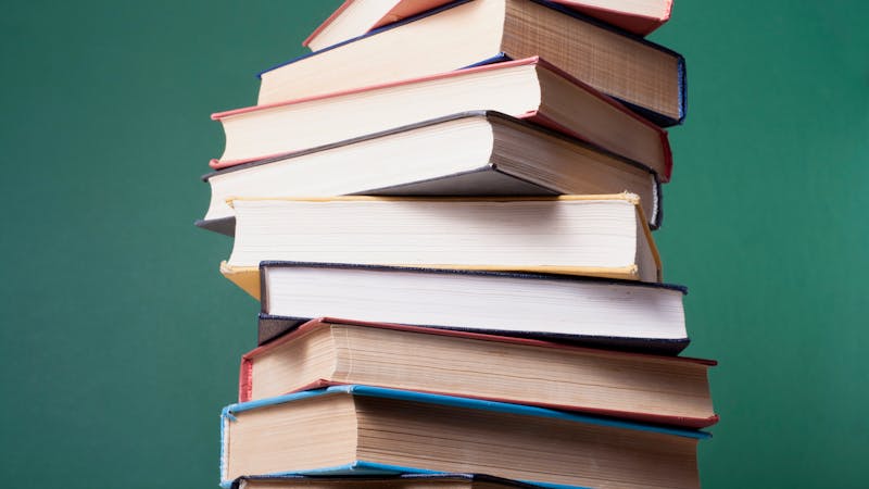 Stack of colorful books. Education background. Back to school. Copy