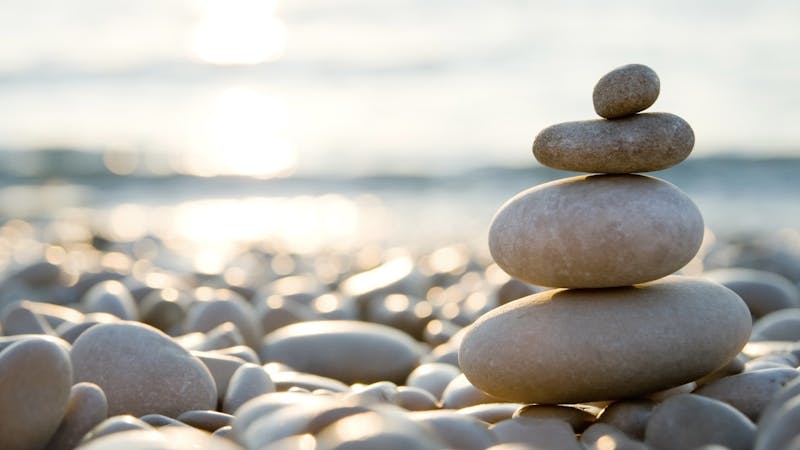 Stone composition on the beach.