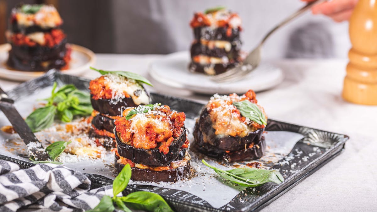 Kalkonfyllda auberginebakelser