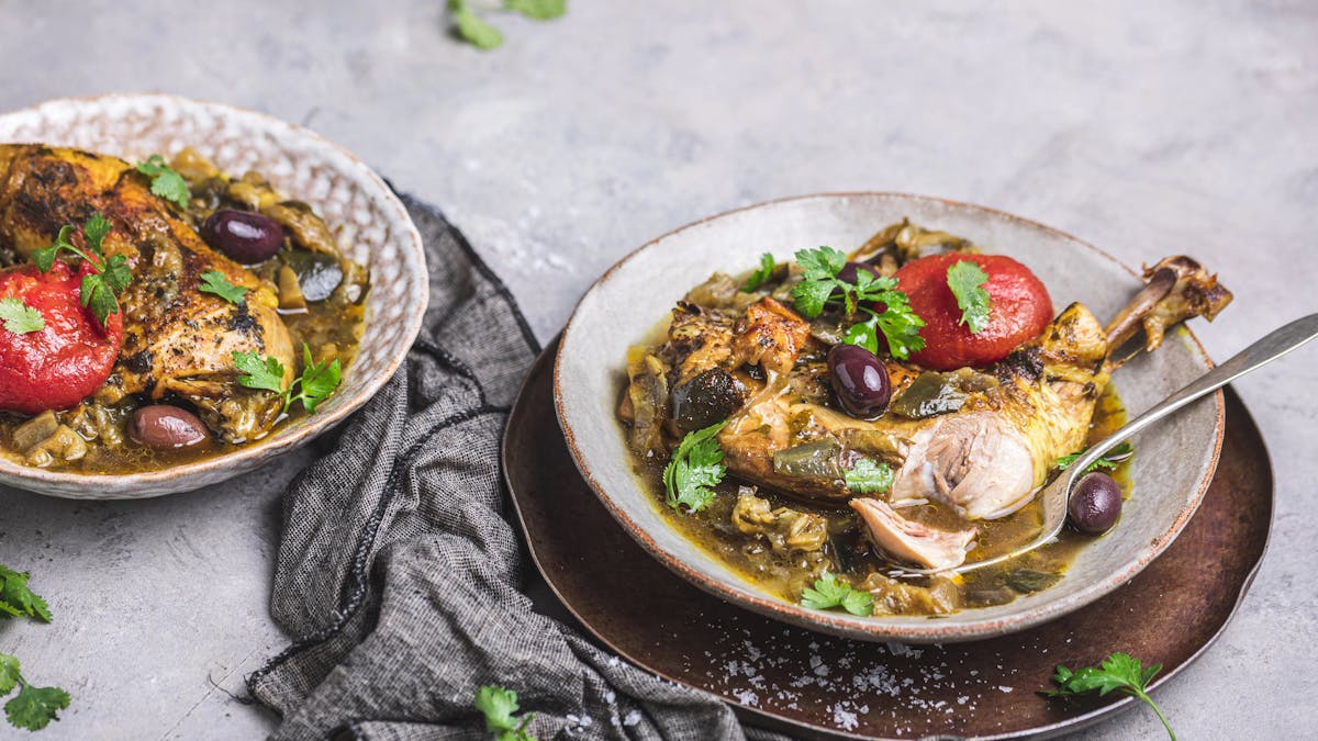 Marockansk kycklingtagine med aubergine