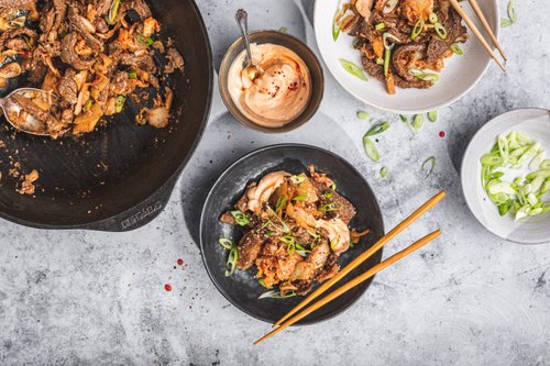 Biffwok med kimchi
