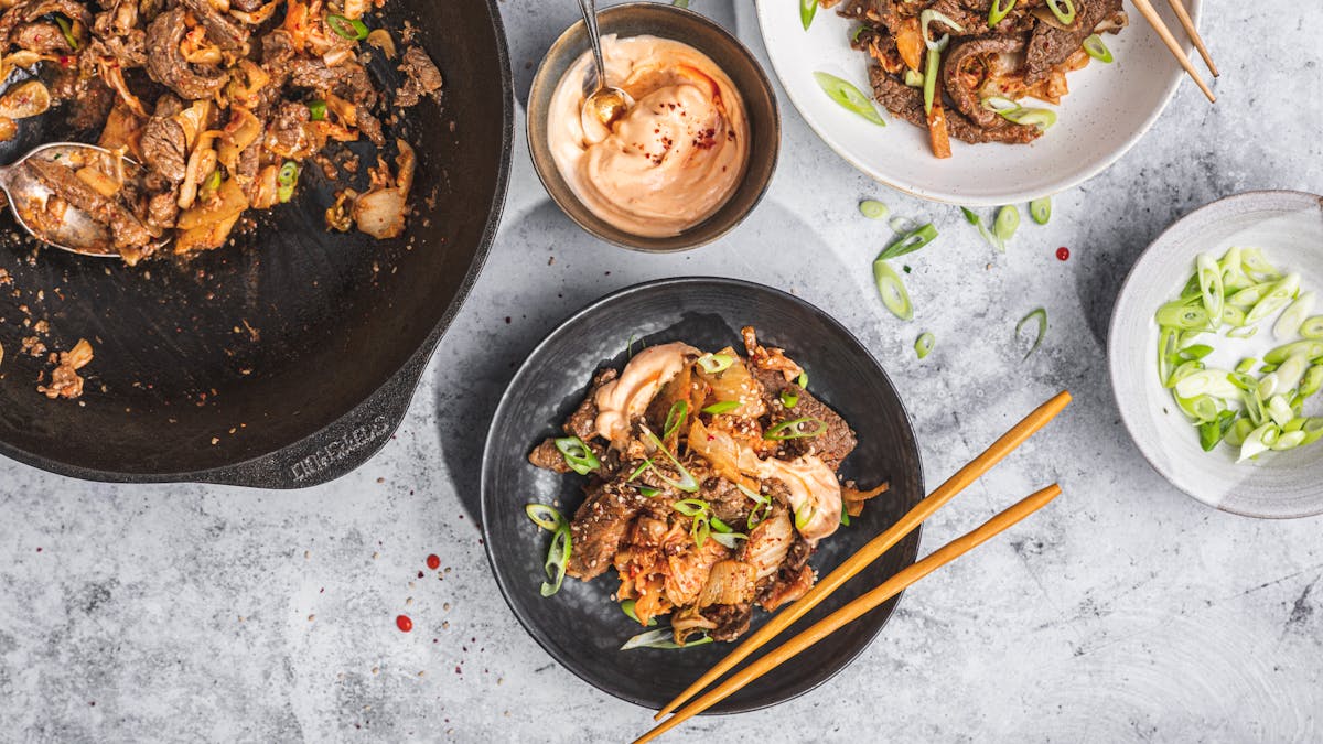Biffwok med kimchi