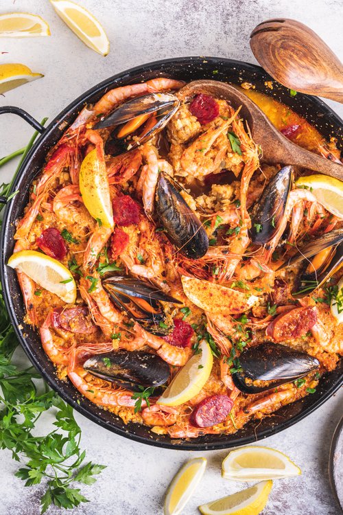 Paella med blomkålsris