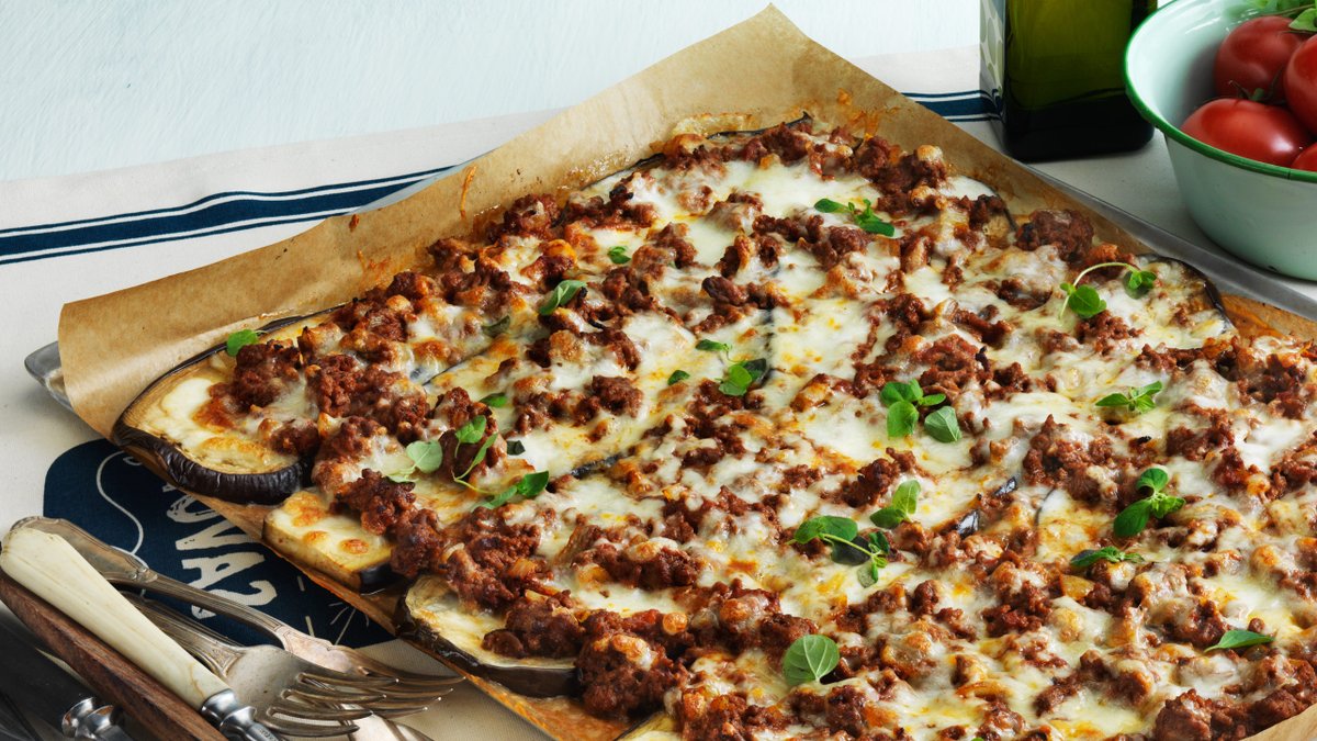 Auberginepizza med köttfärs