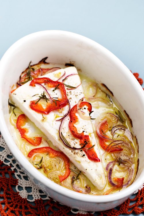 Gratinerad fetaost med paprika