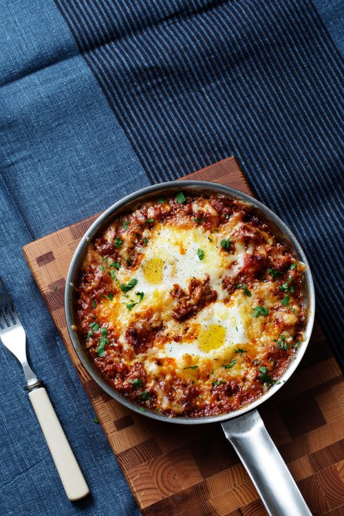 Äggpanna med köttfärs