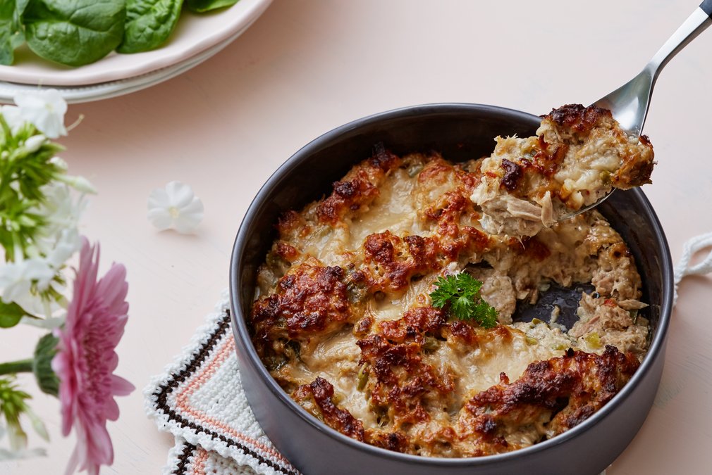 Tonfiskgratäng med selleri och parmesan