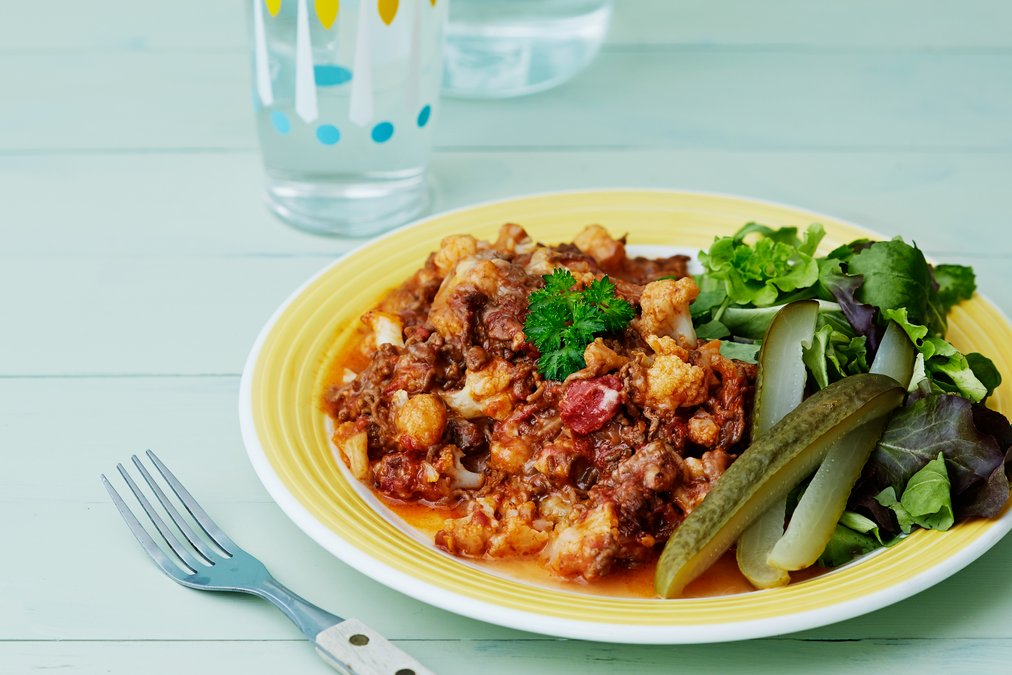 Köttfärsgratäng med blomkål
