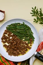 Nötfärs med smörstekta haricots verts