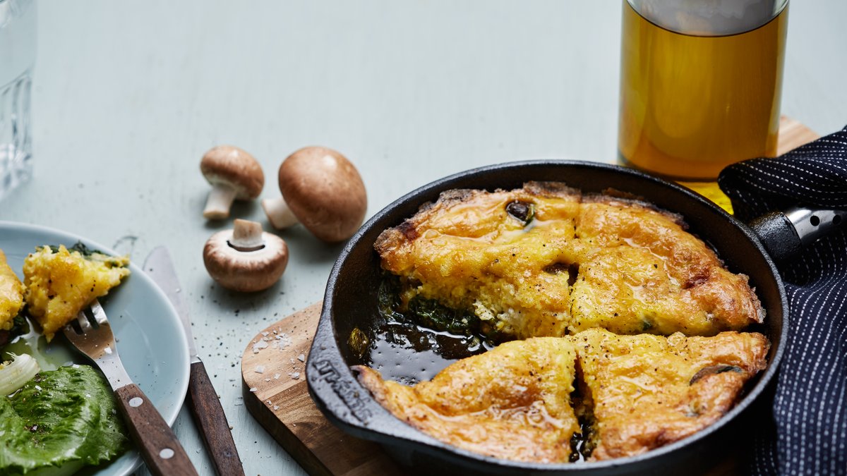 Frittata med svamp, spenat och getost
