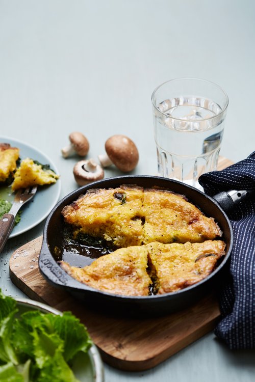 Frittata med svamp, spenat och getost