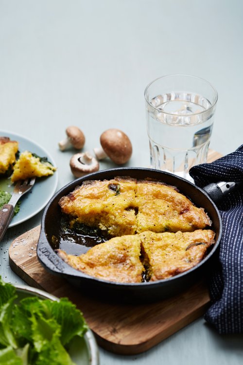 Frittata med svamp, spenat och getost