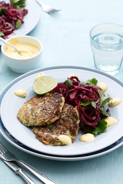 Zucchinibiffar med röd sallad<br />(Middag)