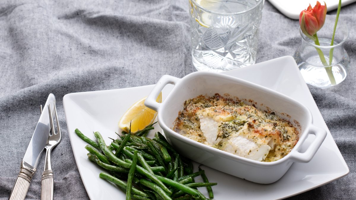 Örtfisk med haricots verts