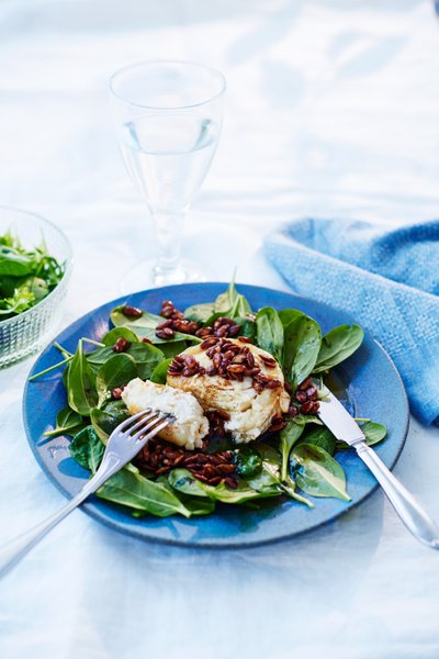Getostsallad med pumpafrön och balsamicosmör<br />
(Förrätt)