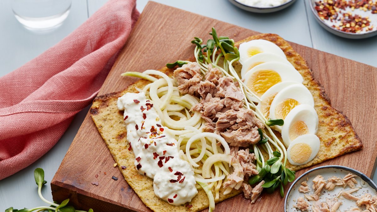 Glutenfri wrap med ägg och tonfisk