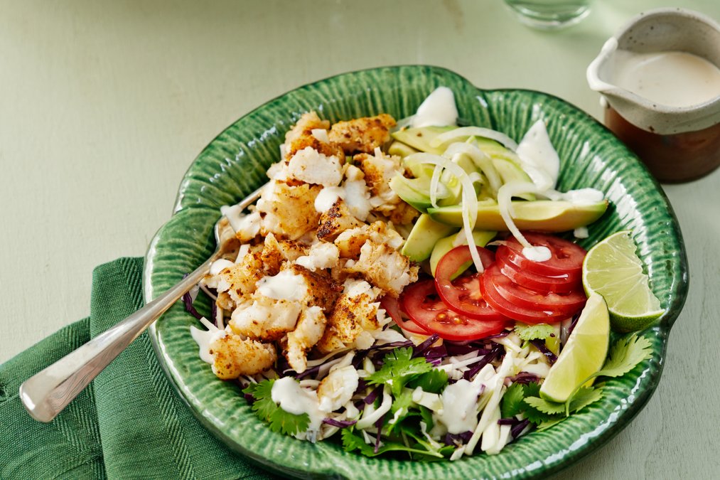 Taco bowl med fisk