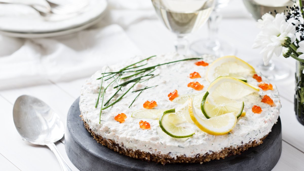 Räkcheesecake med fröbotten
