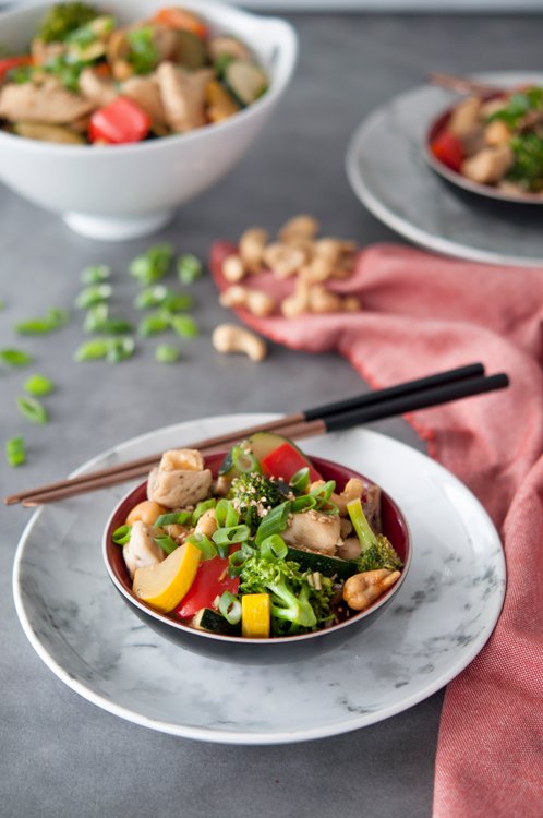 Wok med kyckling och cashewnötter