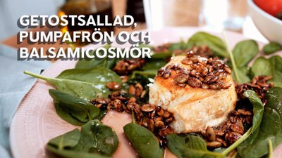Getostsallad med pumpafrön och balsamicosmör