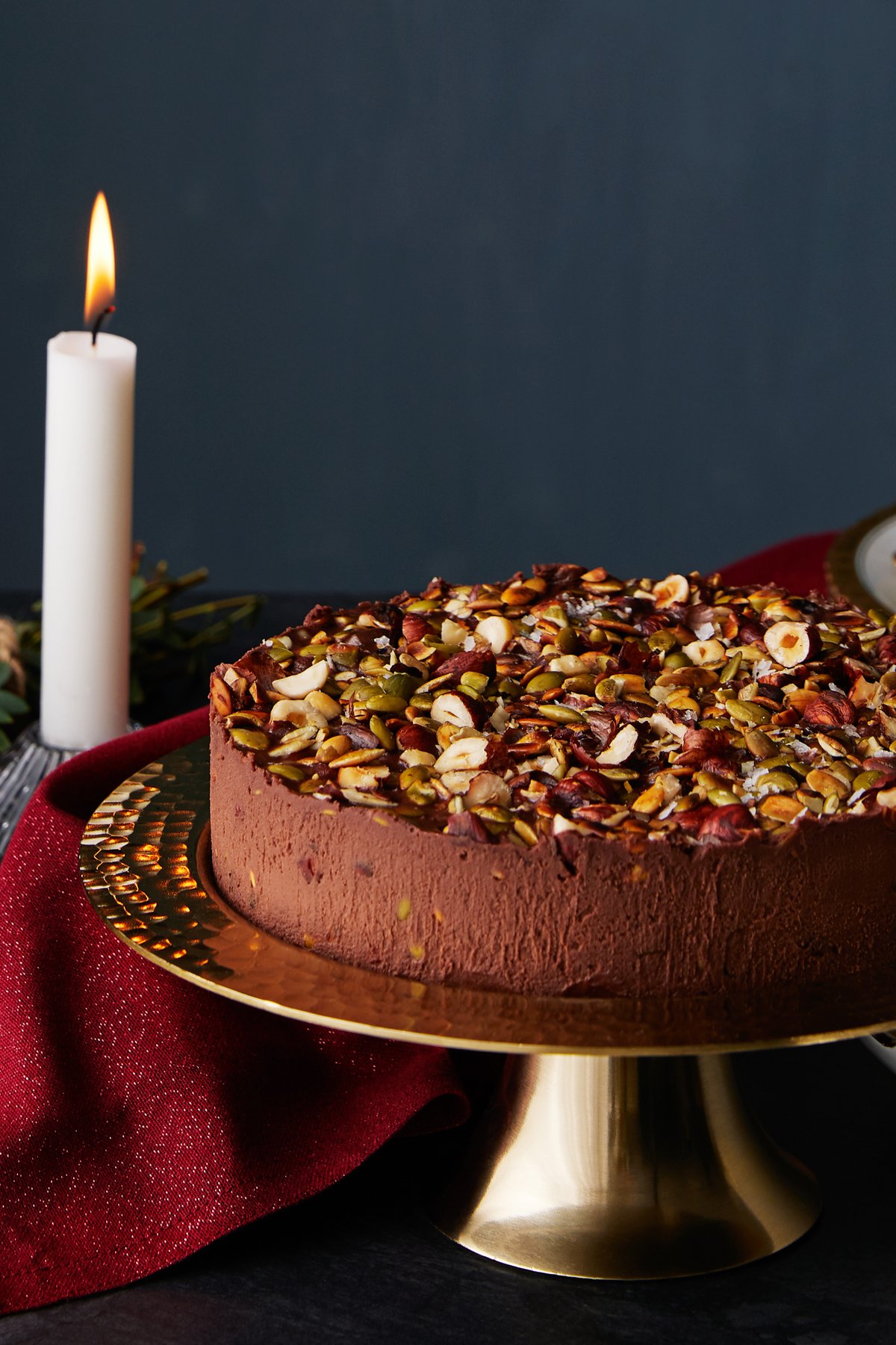 Chokladtårta med rostade hasselnötter och pumpafrön