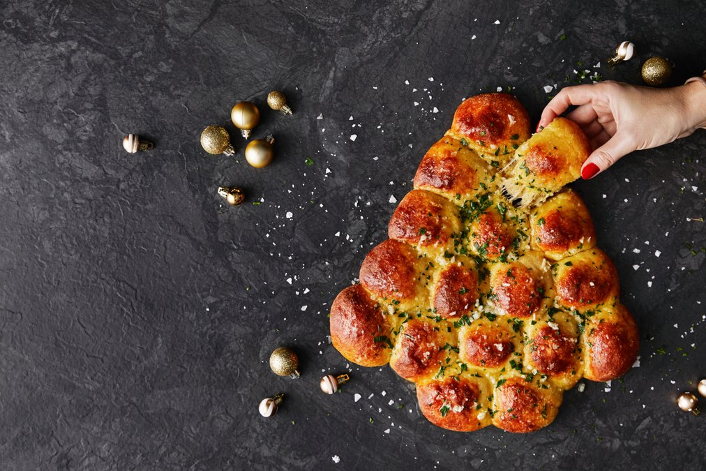 Julgransbröd med mozzarella och vitlökssmör