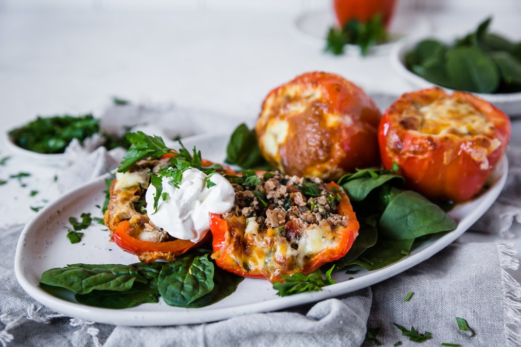 Fyllda paprikor med kalkon och mozzarella